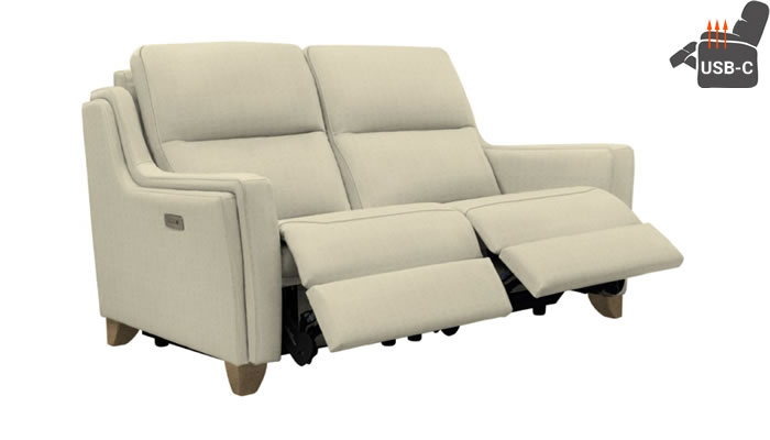 Parker Knoll Portland Recliner 2 Heated Seats Lola Oatmeal Vintage Oak Leg